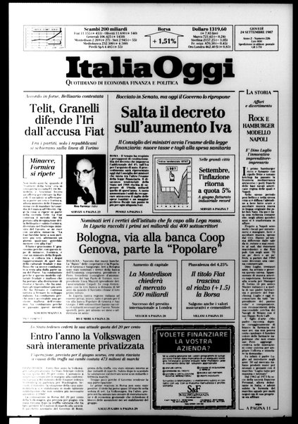 Italia oggi : quotidiano di economia finanza e politica